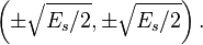 \left ( \pm \sqrt{E_s/2}, \pm \sqrt{E_s/2} \right ).