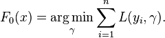 F_0(x) = \underset{\gamma}{\arg\min} \sum_{i=1}^n L(y_i, \gamma).