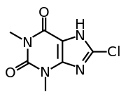 Skeletal formula of 8-chlorotheophylline