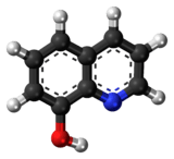 Ball-and-stick model of the 8-hydroxyquinoline molecule