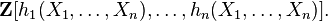 \mathbf Z[h_1(X_1,\ldots,X_n),\ldots,h_n(X_1,\ldots,X_n)].