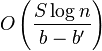 O\left(\frac{S\log n}{b-b'}\right)