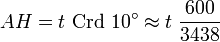  AH = t\ \text{Crd}\ 10^\circ \approx t\ \frac{600}{3438}