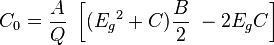  C_0 = \frac{A}{Q} \ \left [({E_g}^2 + C) \frac{B}{2} \ - 2E_g C \right] 