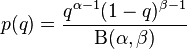 p(q) = {q^{\alpha-1}(1-q)^{\beta-1} \over \Beta(\alpha,\beta)}