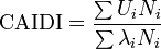 \mbox{CAIDI} = \frac{\sum{U_i N_i}}{\sum{\lambda_i N_i}}