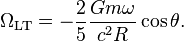 \Omega_\text{LT} = -\frac{2}{5}\frac{G m \omega}{c^2 R}\cos\theta. 