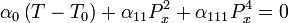 
\alpha_0\left(T-T_0\right)+\alpha_{11}P_x^2+\alpha_{111}P_x^4=0
