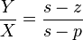 \frac{Y}{X} = \frac{s-z}{s-p} 