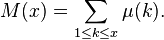 M(x) = \sum_{1\le k \le x} \mu(k).