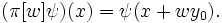  (\pi[w] \psi)(x) = \psi(x+w y_0).\quad 