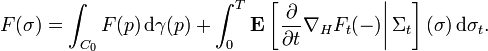 F(\sigma) = \int_{C_{0}} F(p) \, \mathrm{d} \gamma(p) + \int_{0}^{T} \mathbf{E} \left[ \left. \frac{\partial}{\partial t} \nabla_{H} F_{t} (-) \right| \Sigma_{t} \right] (\sigma) \, \mathrm{d} \sigma_{t}.