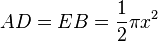 AD=EB=\frac{1}{2}\pi x^2