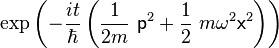 \exp \left( -\frac{it}{\hbar }\left( \frac{1}{2m}~\mathsf{p}^{2}+\frac{1}{2}~m\omega^{2}\mathsf{x}^{2}\right) \right)