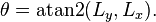 \theta = \operatorname{atan2}(L_y, L_x).