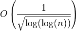 O\left({\frac {1}{\sqrt {\log(\log(n))}}}\right)