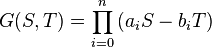 G(S,T) = \prod_{i=0}^n \left (a_iS -b_iT \right )