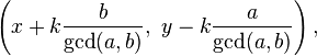 \left(x+k\frac{b}{\gcd(a,b)},\ y-k\frac{a}{\gcd(a,b)}\right),