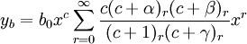 y_b = b_0 x^c \sum_{r = 0}^\infty \frac{c(c + \alpha)_r (c + \beta)_r}{(c + 1)_r (c + \gamma)_r} x^r 