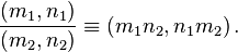 \frac{\left(m_1, n_1\right)} {\left(m_2, n_2\right)} \equiv \left(m_1n_2, n_1m_2\right).