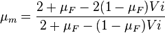  \mu_m = \frac{2+\mu_F-2(1-\mu_F)Vi}{2+\mu_F-(1-\mu_F)Vi} 