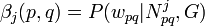 \beta_j(p,q) = P(w_{pq}|N^j_{pq}, G)