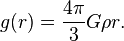 g(r) = \frac{4\pi}{3} G \rho r.