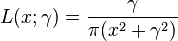 L(x;\gamma) = \frac{\gamma}{\pi(x^2+\gamma^2)}