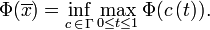 \Phi(\overline x)=\inf_{c\,\in\,\Gamma}\max_{0\le t\le 1}\Phi(c\,(t)).