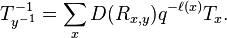 T_{y^{-1}}^{-1} = \sum_xD(R_{x,y})q^{-\ell(x)}T_x.