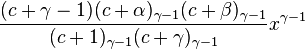  \frac{(c + \gamma - 1)(c + \alpha)_{\gamma - 1} (c + \beta)_{\gamma - 1}}{(c + 1)_{\gamma - 1}(c + \gamma)_{\gamma - 1}} x^{\gamma - 1}