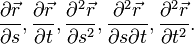  \frac{\partial\vec{r}}{\partial s}, \frac{\partial\vec{r}}{\partial t}, 
\frac{\partial^2\vec{r}}{\partial s^2}, \frac{\partial^2\vec{r}}{\partial s\partial t}, 
\frac{\partial^2\vec{r}}{\partial t^2}.
