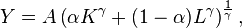  Y = A \left ( \alpha K^\gamma + (1-\alpha) L^\gamma \right )^{\frac{1}{\gamma}},