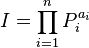  I = \prod_{i=1}^n P_i^{a_i}