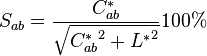 S_{ab}=\frac{C^*_{ab}}{\sqrt{{C^*_{ab} }^2+{L^*}^2}} 100\%