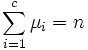 \sum_{i=1}^c \mu_i = n