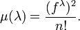 \mu(\lambda) = \frac{(f^\lambda)^2}{n!}.