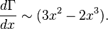 \frac{d\Gamma}{dx} \sim (3x^2-2x^3).