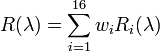 R(\lambda )=\sum _{i=1}^{16}w_{i}R_{i}(\lambda )