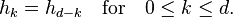  h_k = h_{d-k} \quad\textrm{for}\quad 0\leq k\leq d. 