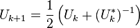 U_{k+1}=\frac12\left(U_k+(U_k^*)^{-1}\right)