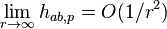 \lim_{r \rightarrow \infty} h_{ab,p} = O(1/r^2)