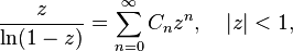 \frac{z}{\ln(1-z)} = \sum_{n=0}^{\infty}C_nz^n, \quad |z|<1,