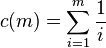 c(m) = \sum _{i=1} ^m \frac{1}{i}