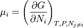 \mu_i=\left(\frac{\partial G}{\partial N_i}\right)_{T,P,N_{j\neq i}}