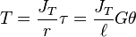  T = \frac{J_T}{r} \tau= \frac{J_T}{\ell} G \theta