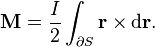 \boldsymbol{\Mu}=\frac{I}{2}\int_{\partial S} \mathbf{r}\times{\rm d}\mathbf{r}.