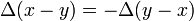 \Delta(x-y) = -\Delta(y-x)