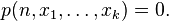 p(n,x_1,\ldots,x_k)=0.