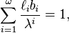 \sum_{i = 1}^\omega \frac{\ell_ib_i}{\lambda^i} = 1, 